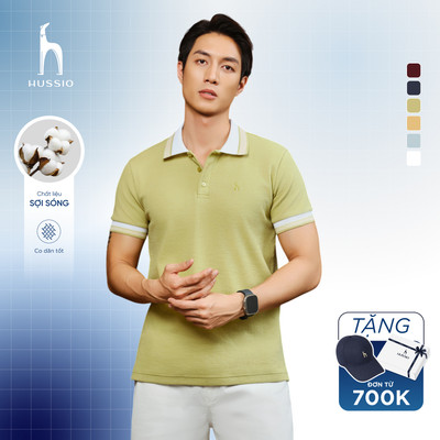 Áo POLO nam chất liệu Sợi Sóng MUINE, thoáng mát, thanh lịch, sang trọng BST SỢI SÓNG - HUSSIO