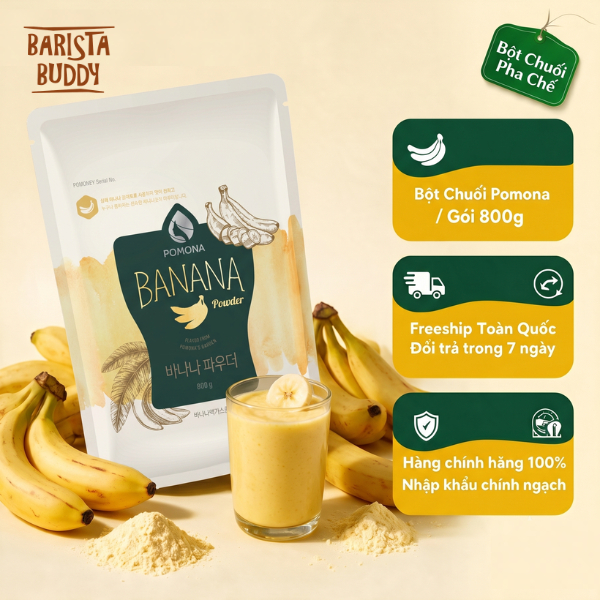 Bột Pha Chế Pomona Vị Chuối Banana - Hàng Chính Hãng - 800g