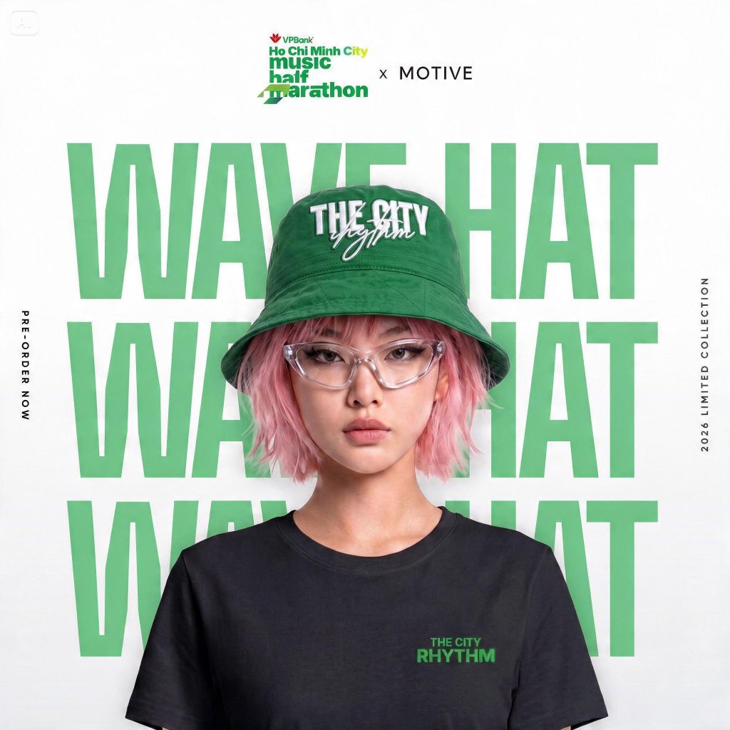[VPBANK HCMC] Motive Nón Bucket Thời Trang Thể Thao MOTIVE x VPBank HCMC CITY RHYTHM | Kaki Mềm (OS)