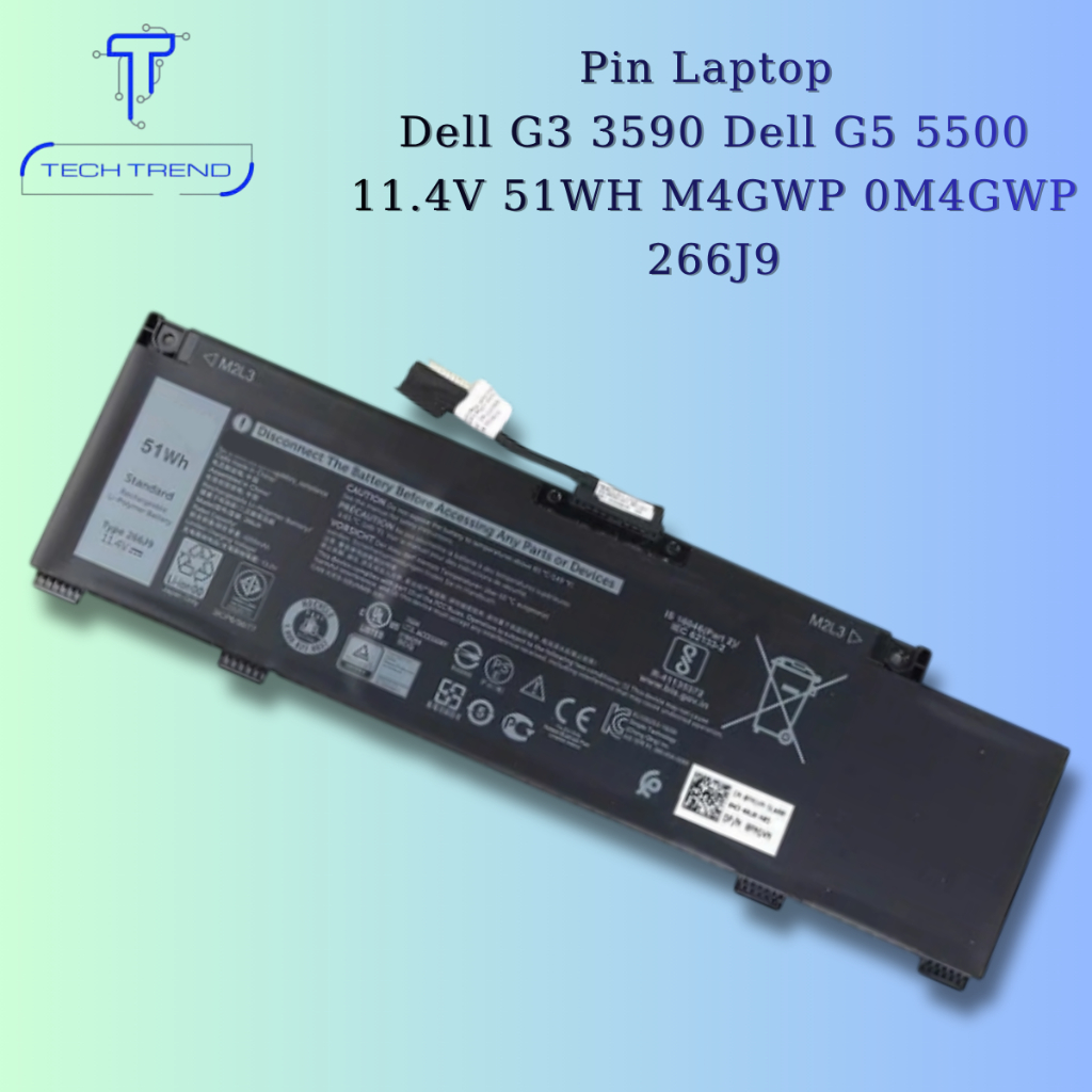 Pin laptop tương thích Dell G3 3590 Dell G5 5500 11.4V 51WH M4GWP 0M4GWP 266J9 BATTERY