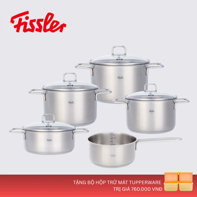[Trả góp 0%] Bộ nồi Fissler 5 món SatiTherm nắp kính có quánh sản xuất tại Đức