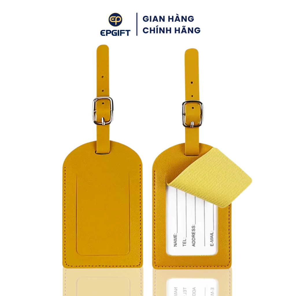Thẻ Treo Tên Hành Lý Vali Du Lịch Da PU Epvina Gift, Name Tag Vali Có Dây Đeo Ghi Thông Tin