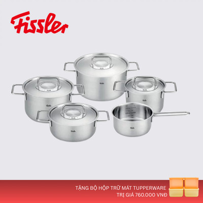 [TRẢ GÓP 0%] Bộ nồi Fissler Pure 5 món nắp inox có quánh - Hàng chính hãng bảo hành 24 tháng - Sản xuất tại Đức
