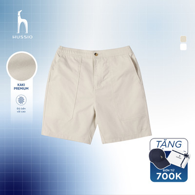 [New T6] Quần short nam LAUN vải kaki cao cấp, co giãn nhẹ, lưng chun linh hoạt, form trên gối hack dáng - HUSSIO