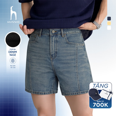 Quần Short Jean nam CORE, chất liệu denim dày dặn, đứng form, bền bỉ, sang trọng - HUSSIO