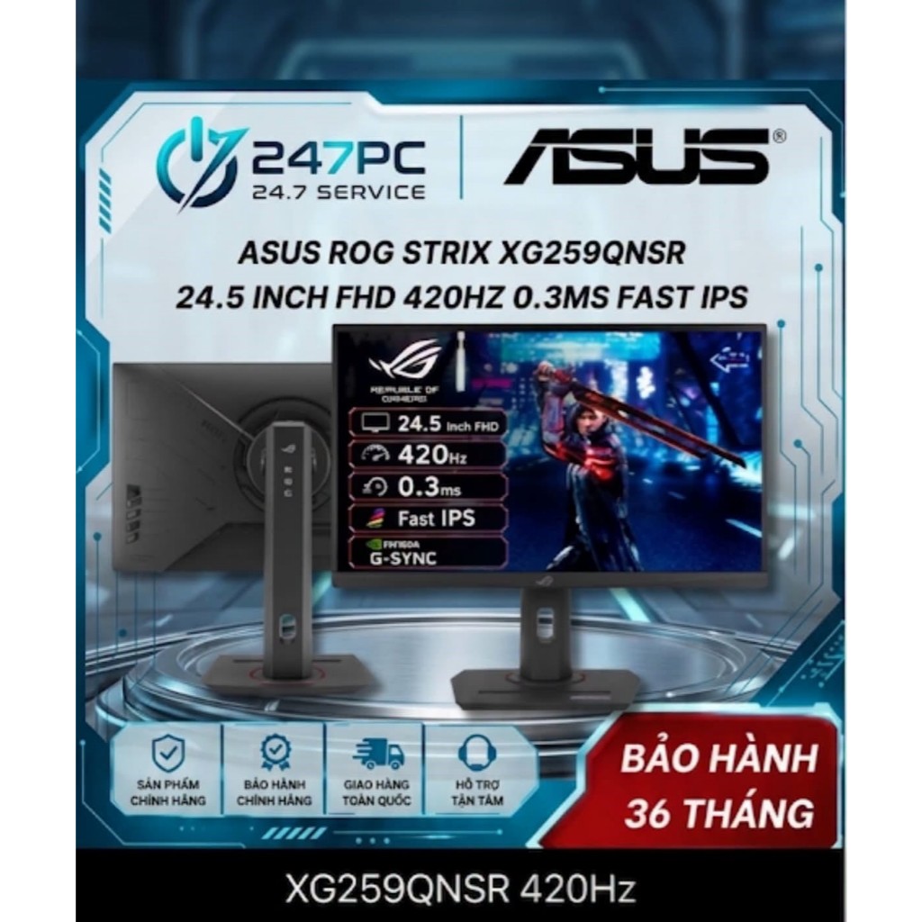[FULL VAT] MÀN HÌNH ASUS ROG Strix , XG259QNSR 420Hz , XG259QNS 25" Fast IPS 380Hz chuyên game - NEW