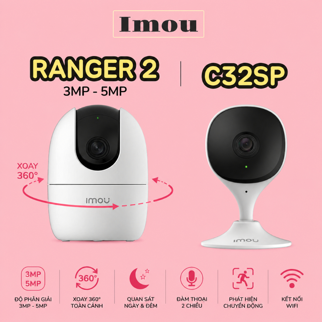 Camera Imou WiFi Trong Nhà A32EP/A52P/C32SP/C32EP Hiệu Năng Vượt Trội,Đàm Thoại 2 Chiều