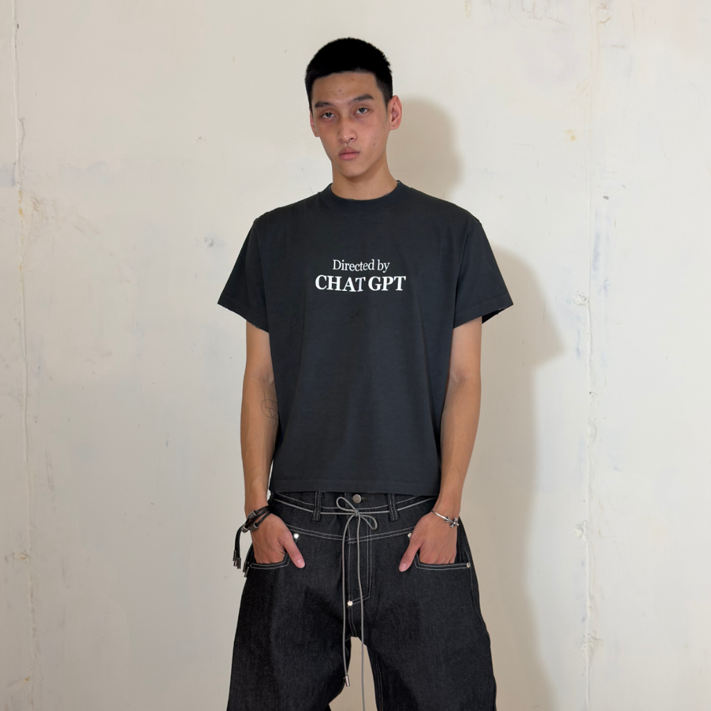 Áo thun nam Boxy Fit màu xám washed tay ngắn - ACP "CHAT GPT" Washed Boxy T-shirt