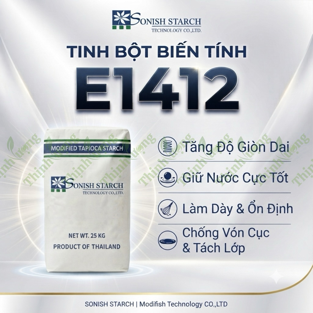 25kg Tinh bột mì biến tính E1412 Thái Lan - Chất tạo độ dẻo - Chất ổn định - Chất kết dính - Chất độ
