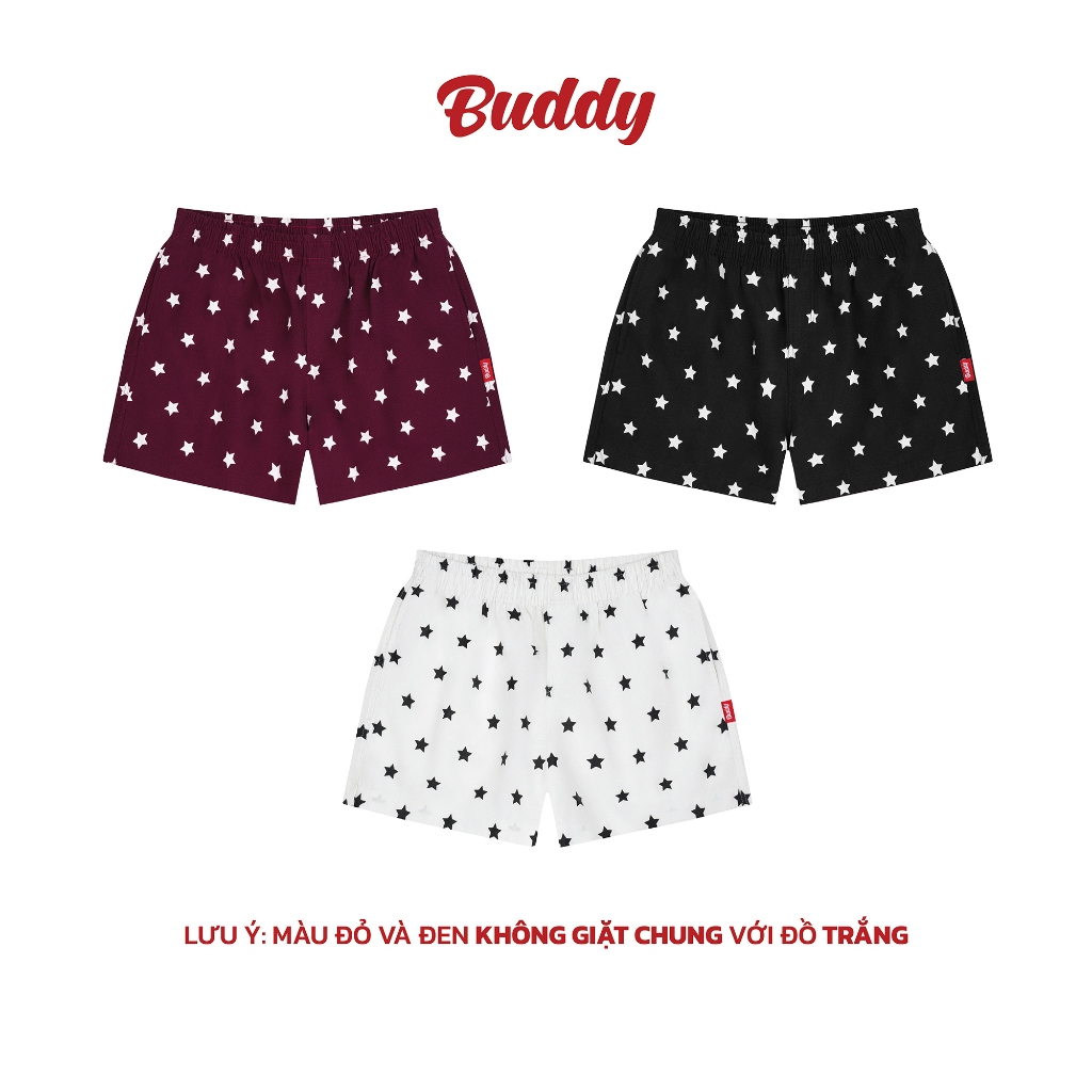 [BUDDY] Quần đùi ngủ kate NGÔI SAO nam nữ form ngắn thoải mái mặc nhà - STAR BOXER