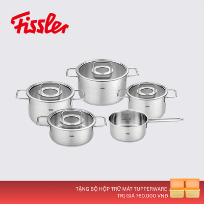 [TRẢ GÓP 0%] Bộ nồi Fissler Pure 4 món / 5 món nắp kính sản xuất tại Đức bảo hành chính hãng 24 tháng