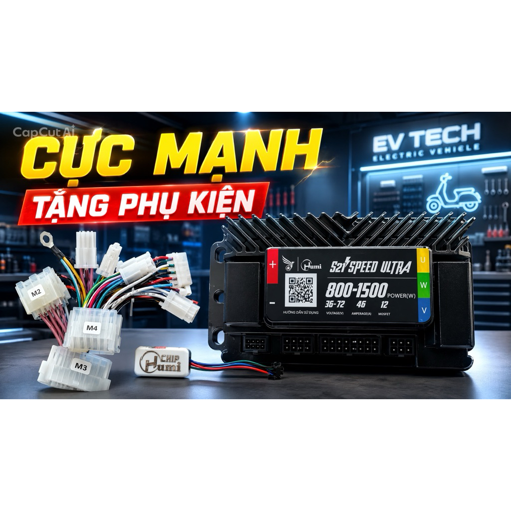 [Tặng Combo giắc M2, M3, M4] Combo IC Điều Tốc Xe Điện Humi S21 Speed Ultra 800-1500W (36-72V)+Chip