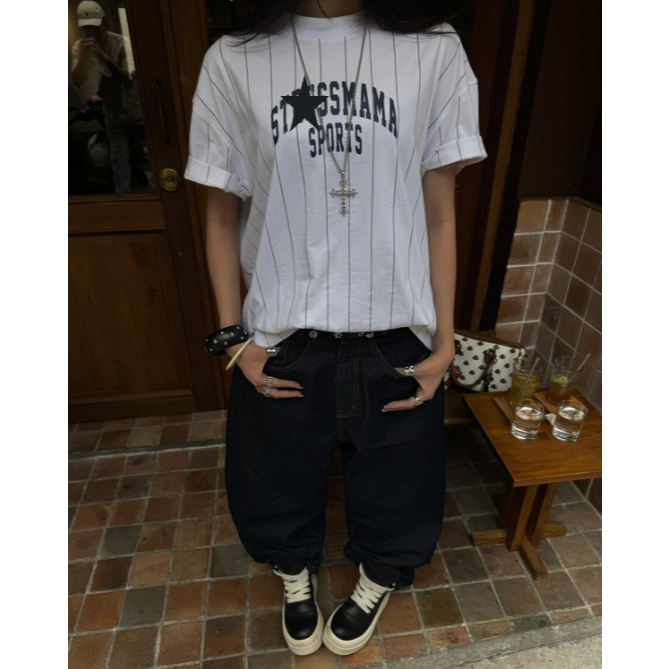 LOCAL BRAND - Áo Thun SSMAMA Sport Stripped T-Shirt Vải Cotton 100% Form Boxy / White