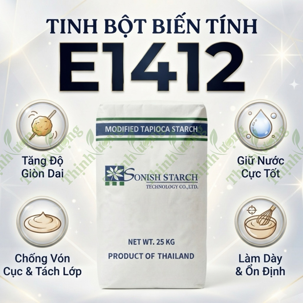5kg Tinh bột mì biến tính E1412 Thái Lan - Chất tạo độ dẻo - Chất ổn định - Chất kết dính - Chất độn