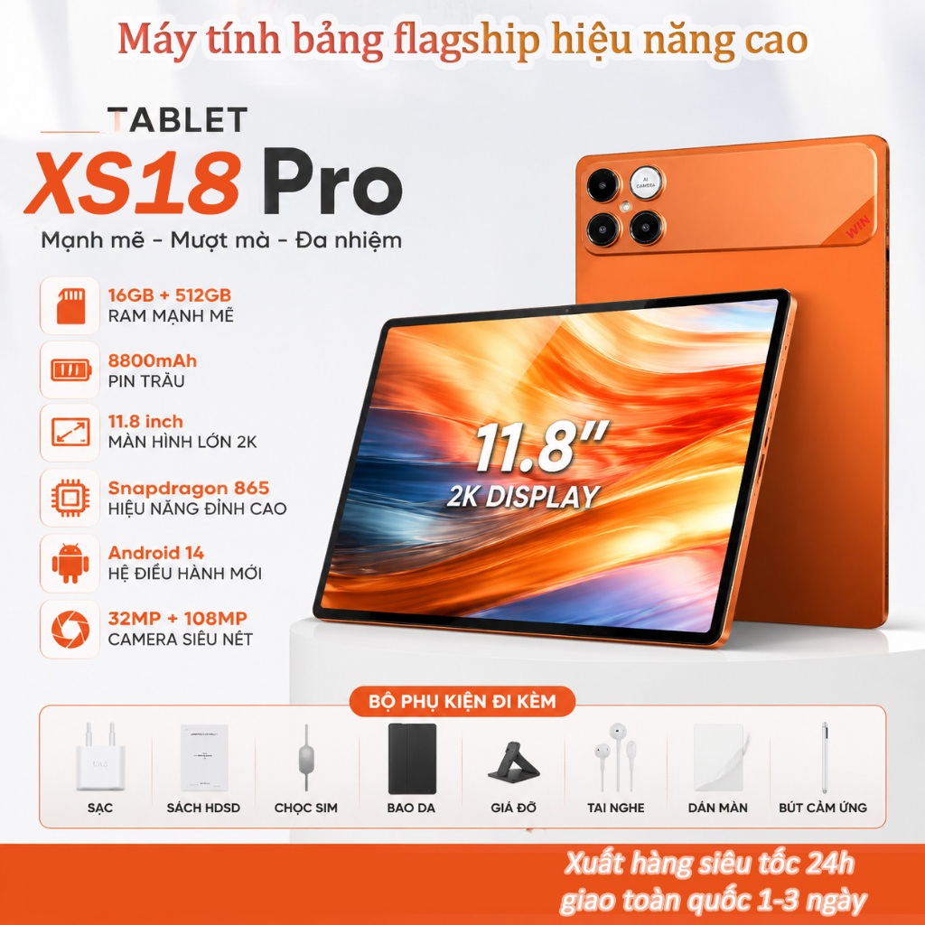 SIMTCHE XS18 Pro máy tính bảng,11.8 Inch Android 14 Pin 8800mAh Màn Hình Lớn Học Tập Làm Việc Giải T
