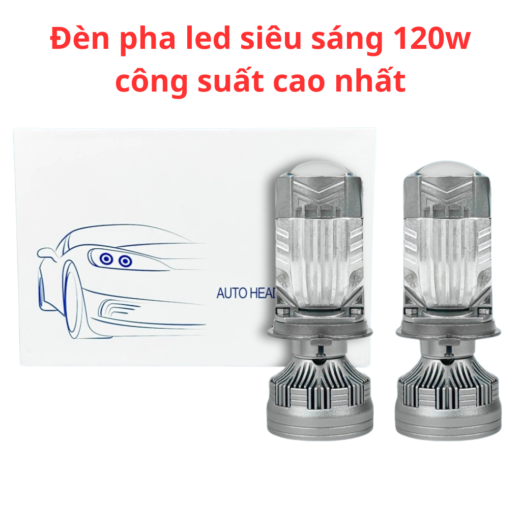 Đèn bi led mini m01u chân h4 120w công suất cao siêu sáng cho xe máy ô tô wave vision sirius...