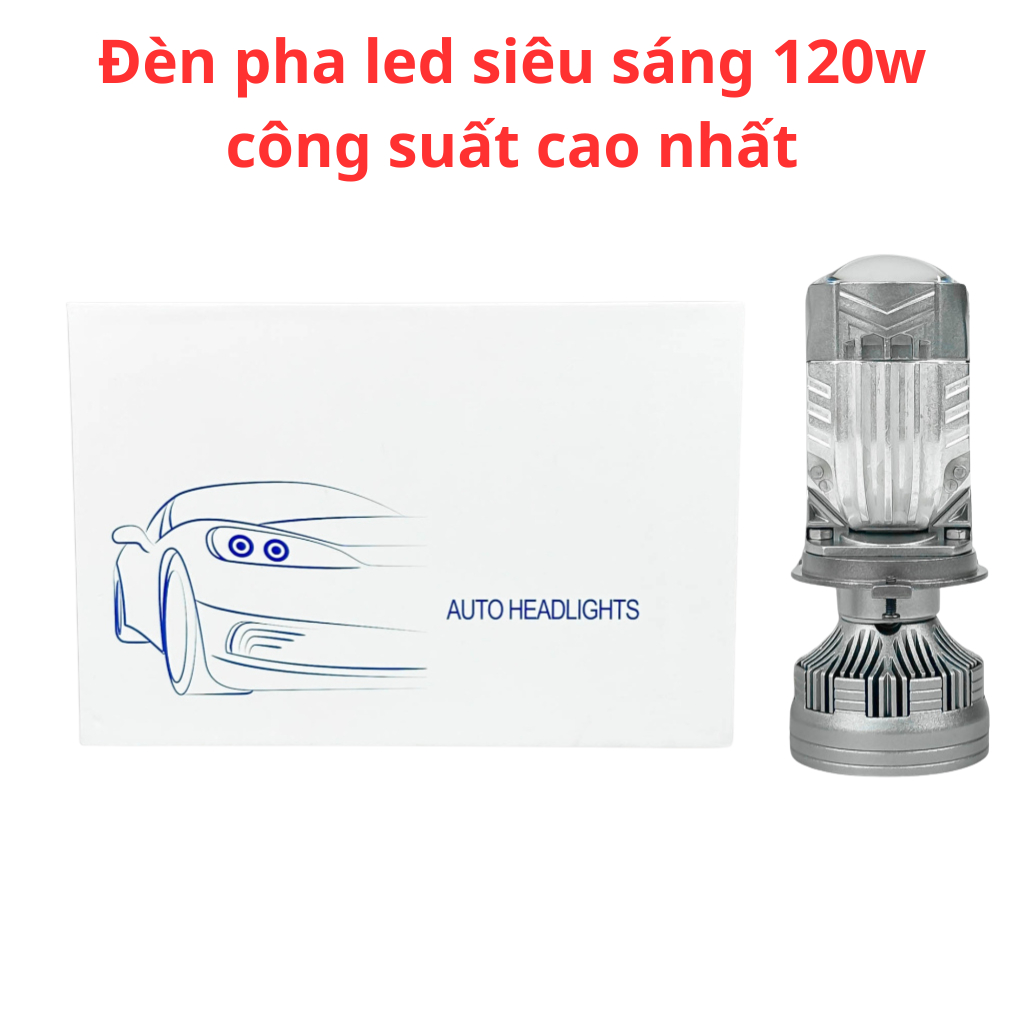 đèn led bi cầu m01u chân h4 120w công suất cao ánh sáng mạnh chống chói hỗ trợ chiếu sáng tốt khi đi