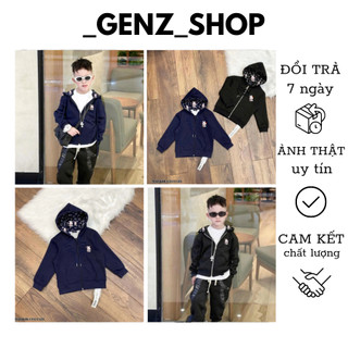 Áo Khoác Nỉ Hoodie Cho Bé Trai Hoạ Tiết Thêu Logo Trước Ngực Siêu Đẹp - Áo Khoác Nỉ Có Nón Khoá Phong Cách Cho Bé