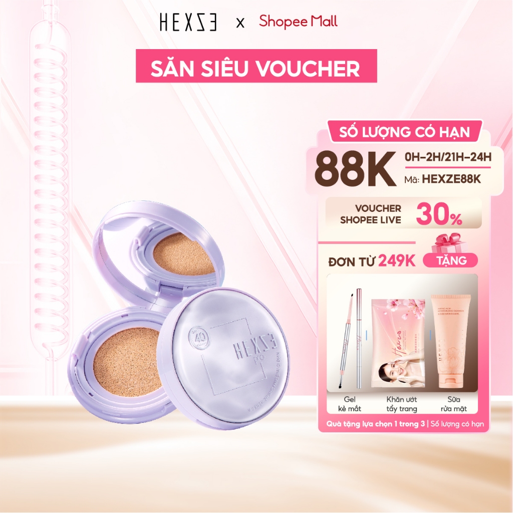 [MUA 1 TẶNG 1 LÕI FULLSIZE] Cushion chống nắng kiềm dầu HEXZE 11G, Phấn nước cấp ẩm, lâu trôi, bảo v