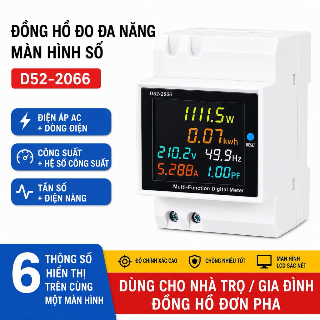 Đồng Hồ Đo Điện Áp D52-2066 AC 110V 220V 380V 100A