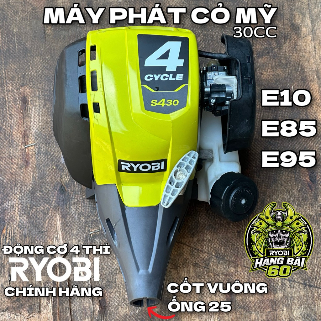 Máy Phát Cỏ 4 Thì RYOBI 30CC Hàng Mỹ - Động Cơ Xăng E10/E85/E95 Chính Hãng Mạnh Mẽ Bền Bỉ