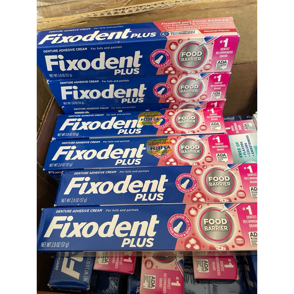 Keo dán hàm tháo lắp Fixodent Plus Food Barrier 57g