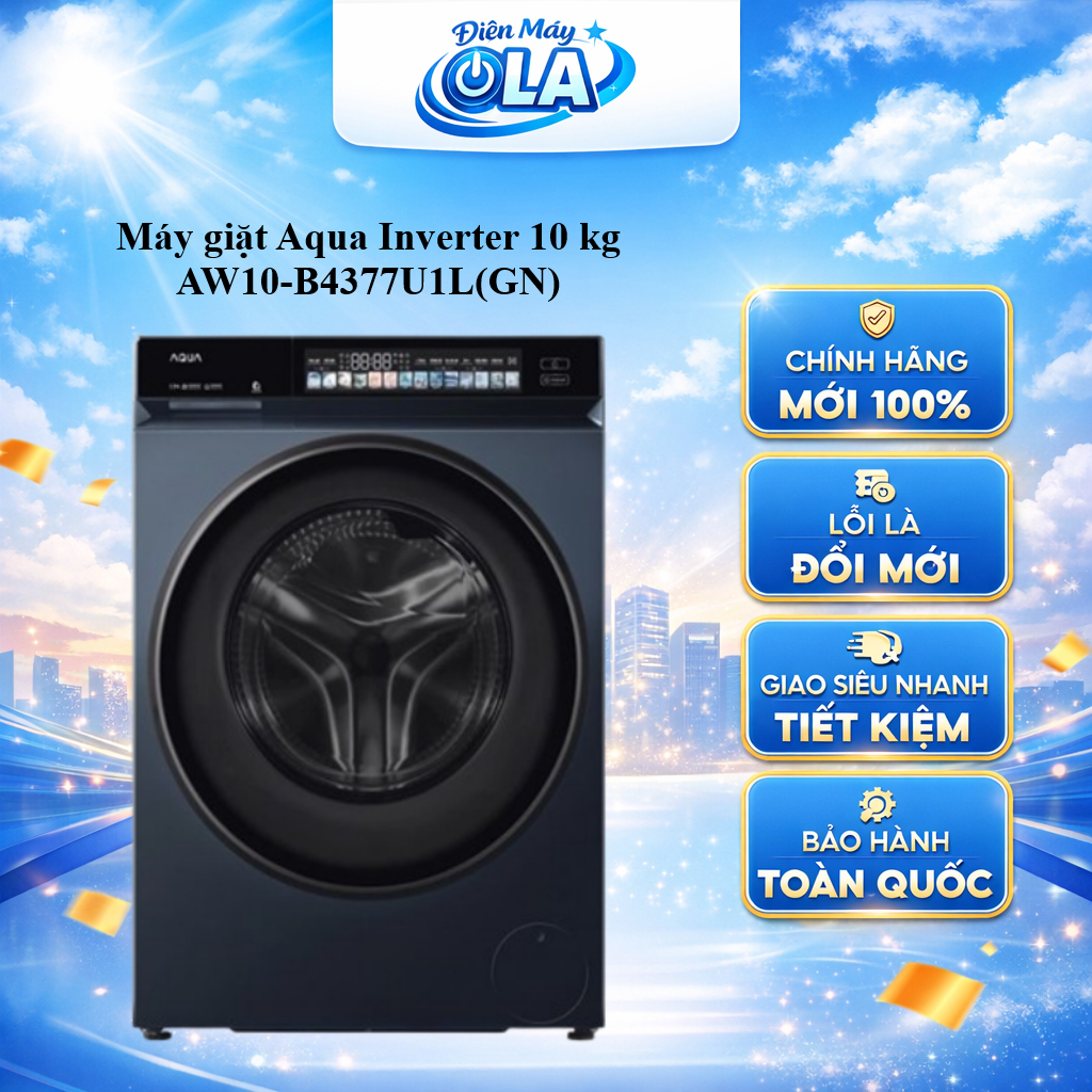 (HCM) - AW10-B4377U1L(GN) - Máy giặt Aqua Inverter 10 kg AW10-B4377U1L(GN)