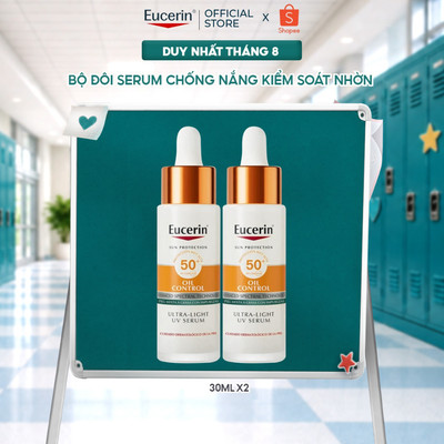 [KOLxEucerin] Bộ 2 Serum chống nắng kiểm soát dầu Eucerin Oil Control Ultra-Light UV Daily Serum SPF50+[SPF78]PA++++30ml