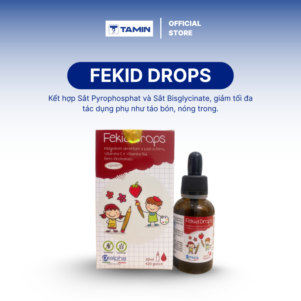 TPBVSK FeKid Drops - Sắt hữu cơ nhỏ giọt, nhập khẩu Ý, hỗ trợ giảm thiếu máu (Chai 30ml)
