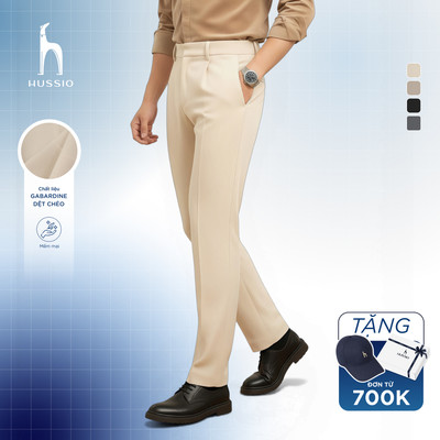 Quần tây nam AXIS, vải cotton dệt chéo chắc chắn, form straight fit tôn dáng, xếp ly sang trọng - HUSSIO
