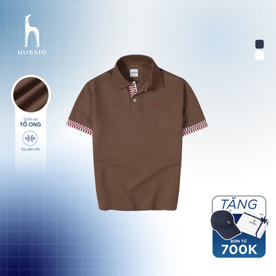 Áo Polo nam cao cấp ANZO logo thêu, vải WAFFLE tổ ong thoáng mát, phối viền sang trọng - HUSSIO