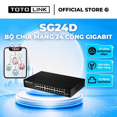 [Hoả Tốc] Bộ chia mạng Switch 24 cổng Gigabit TOTOLINK SG24D cho PC Laptop dễ sử dụng