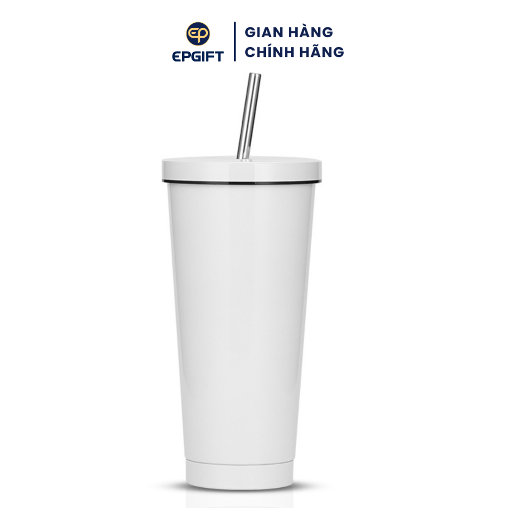 Cốc Giữ Nhiệt Epvina Gift Inox 304 Màu Trắng Dung Tích 500ml Kèm Ống Hút BI4-089-M02