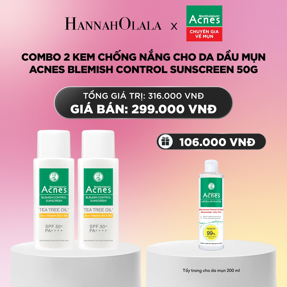 [KOL] Combo 2 Kem chống nắng cho da dầu mụn Acnes Blemish Control Sunscreen 50g