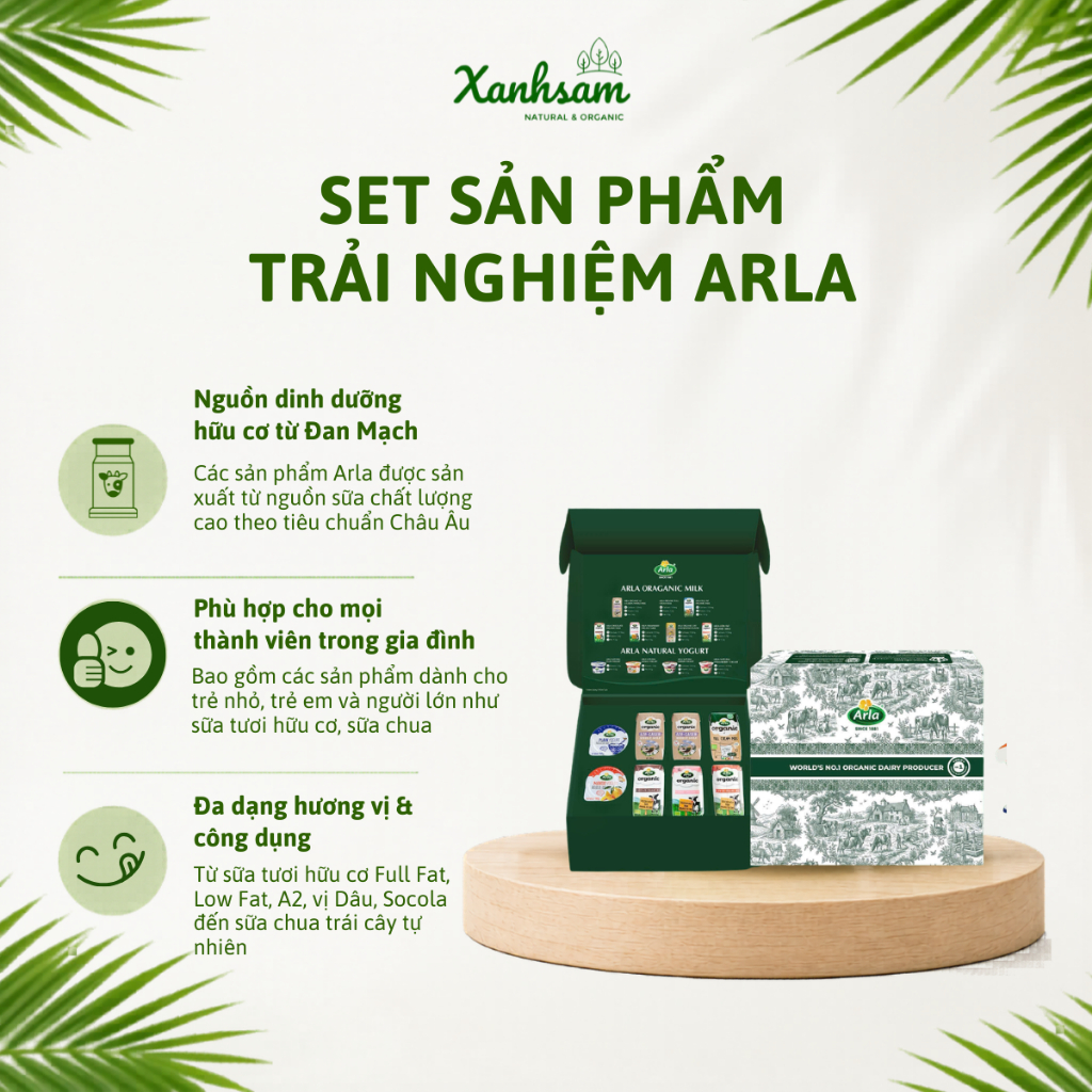 Set Sản Phẩm Trải Nghiệm Arla - Xanhsam Natural & Organic