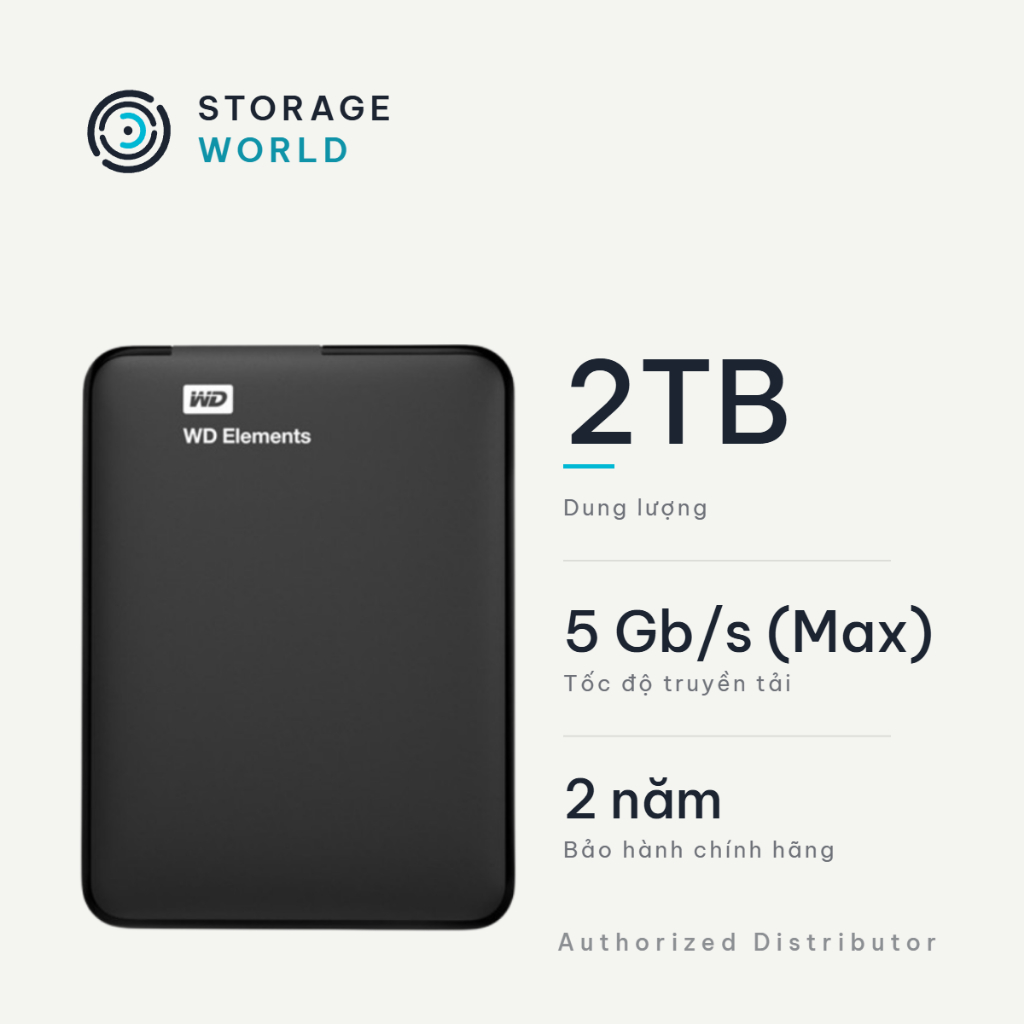 Ổ Cứng Di Động WD Elements Portable 2TB 2.5" USB 3.0 - WDBU6Y0020BBK-WESN (Đen)