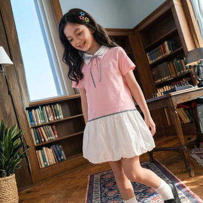 Đầm thun polo ngắn tay bé gái Rabity 950.166
