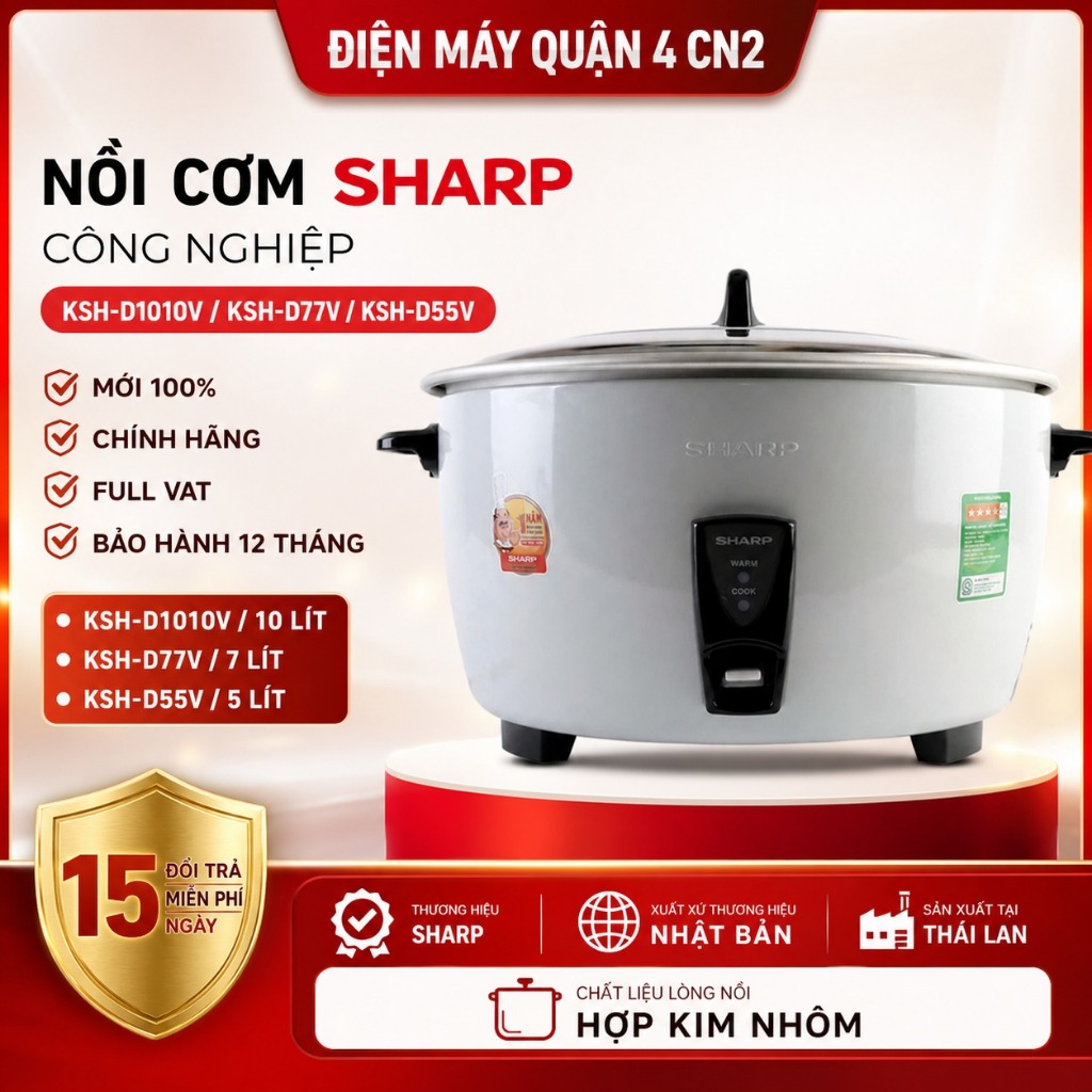 TỔNG HỢP NỒI CƠM SHARP CÔNG NGHIỆP KSH-D1010V / KSH-D77V /KSH-D55V
