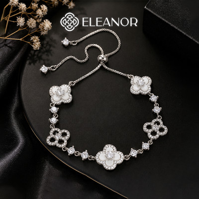 Vòng tay nữ dây rút Eleanor Accessories hình cỏ 4 lá phụ kiện trang sức lắc tay thanh lịch 12110