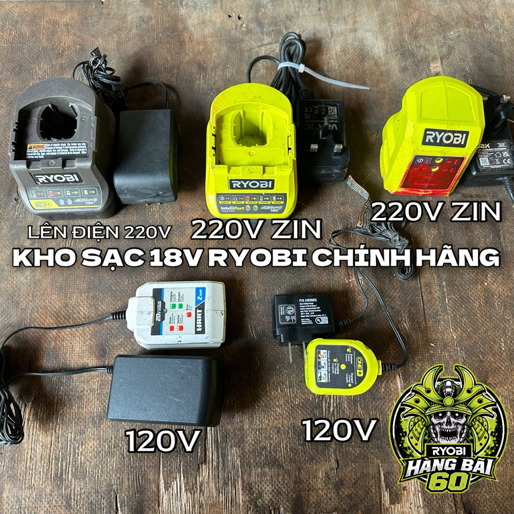 Sạc Pin Ryobi ONE+ 18V Chính Hãng 120V/220V - Bộ Sạc Pin Lithium Ryobi - Hart