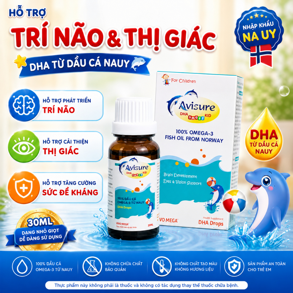 [ Tích Điểm + Tặng tem tích điểm ]  - Avisure DHA smart kid DHA tinh khiết cho trẻ dạng nhỏ giọt  hà