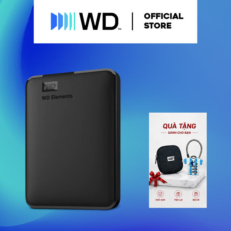 Ổ cứng di động Western Digital WD Elements 2.5" 1TB, USB-A, WDBUZG0010BBK, tương thích Laptop/PC