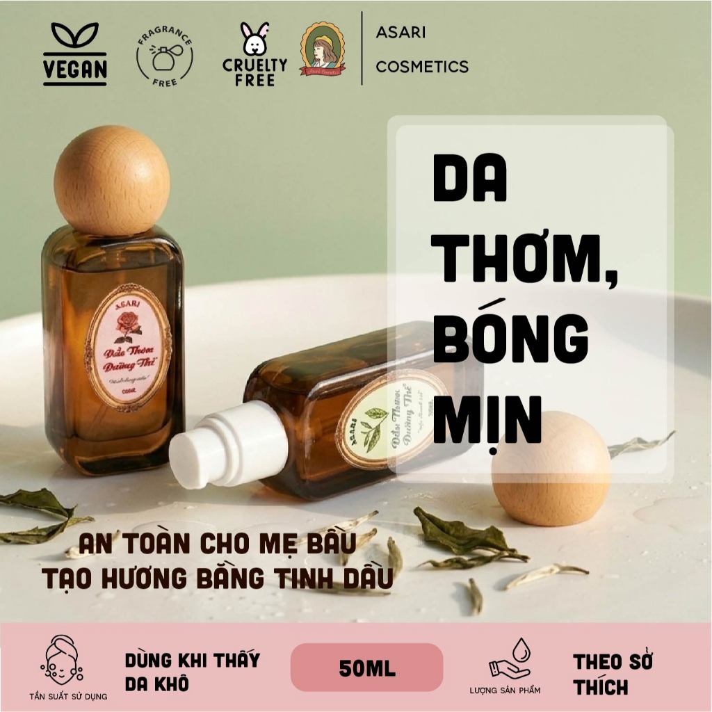 [10-50ml] Dầu Thơm Dưỡng Thể tạo hương cho da bóng khỏe handmade Asari Cosmetics