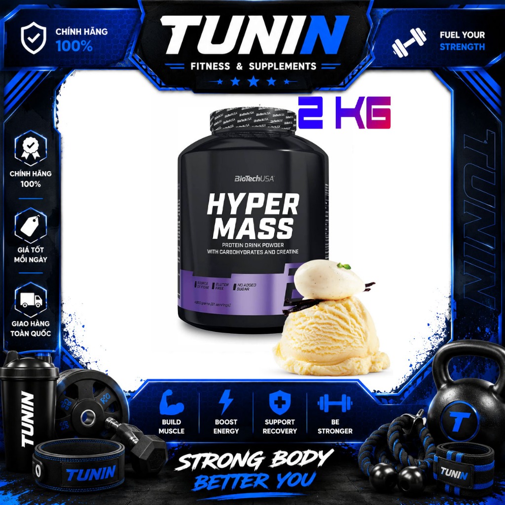 Hyper Mass 2kg Vị Vani – Bổ Sung Protein, Calories Hỗ Trợ Tăng Cân Hiệu Quả