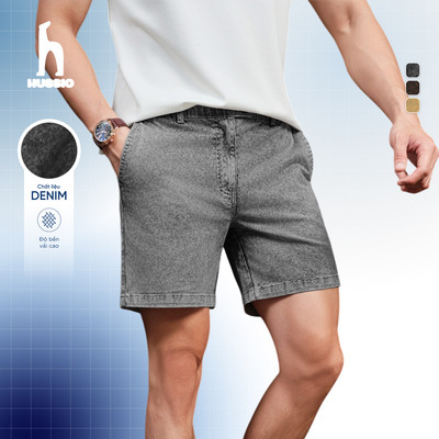 Quần short nam vải kaki wash, form straight fit tôn dáng, co dãn thoải mái - Trạm TanCang - HUSSIO