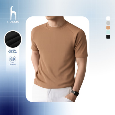 [FLASH SALE ĐỘC QUYỀN] Áo thun nam cổ tròn CAVALIER vải thun gân đứng form, co dãn tốt, tôn dáng - HUSSIO