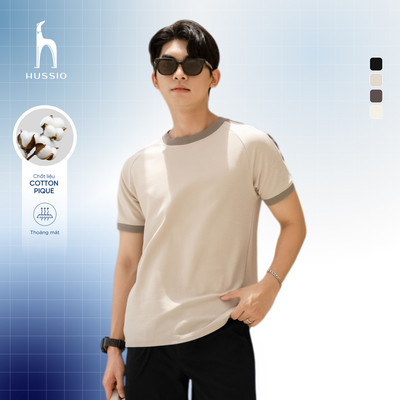[SALE LẺ SIZE] Áo thun nam cổ tròn DELINE vải Cotton Pique dày dặn, mềm mịn, trẻ trung - HUSSIO