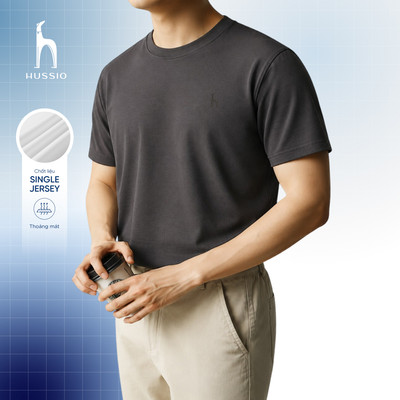 Áo thun tôn dáng PERFECT form clean fit, cổ tròn không ôm vải single jersey mềm mại - HUSSIO
