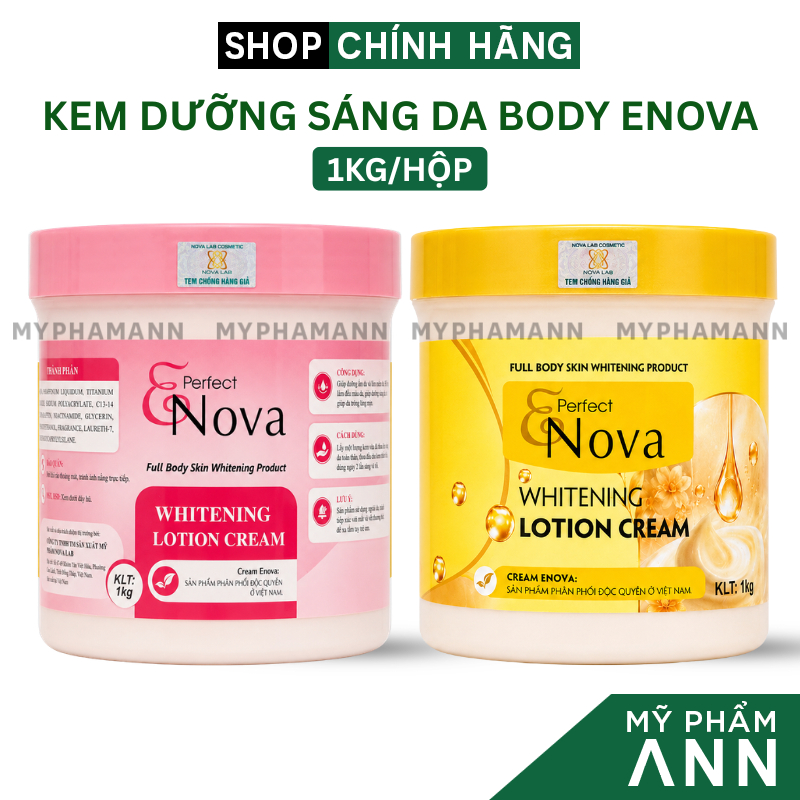 Kem Body Enova 1kg/Hộp Dưỡng Sáng Da Toàn Thân Enova  Chính Hãng Màu Hồng/Vàng - Mỹ Phẩm Ann