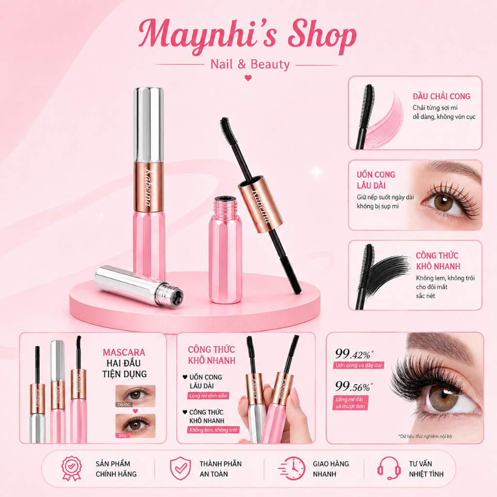 Mascara 2 Đầu KABEINA – Làm Cong Mi, Chống Nước, Lâu Trôi Cả Ngà